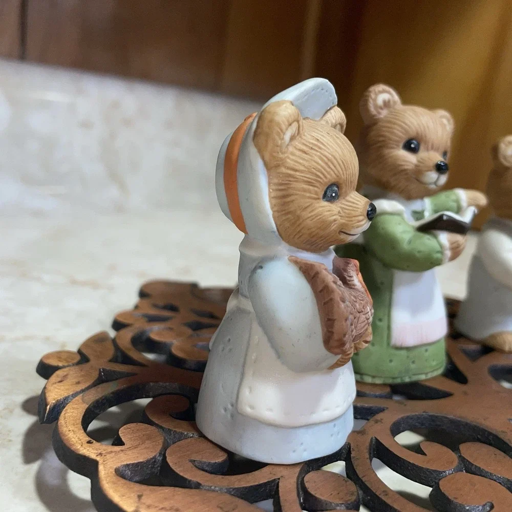 Vintage Homco Ceramic Bears Fall Pumpkin Turkey Book‎ Set of 3